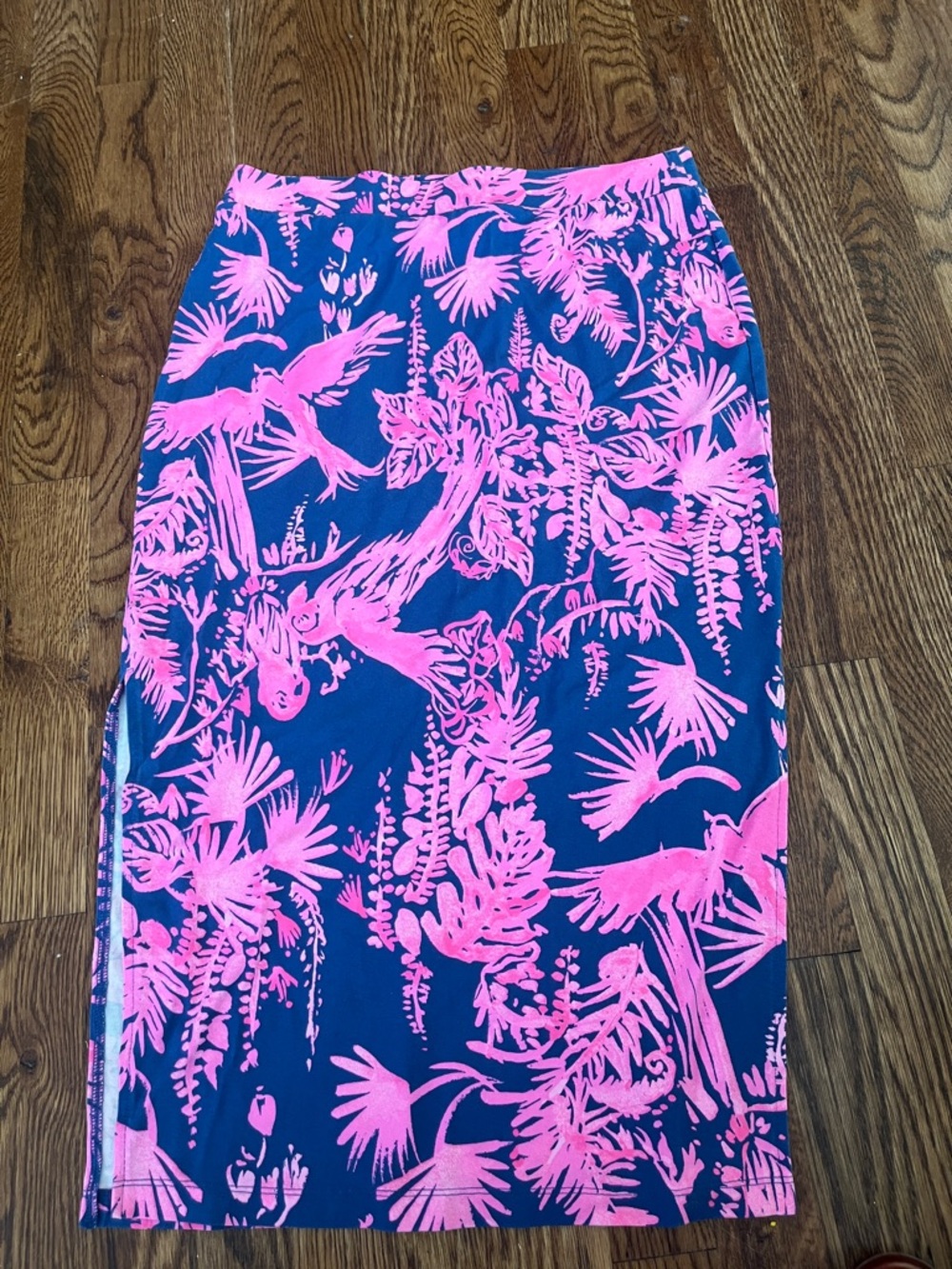 Lilly Pulitzer Kemi Midi Indigo Night Caw Skirt in Blue & Pink Size S - Picture 2 of 4